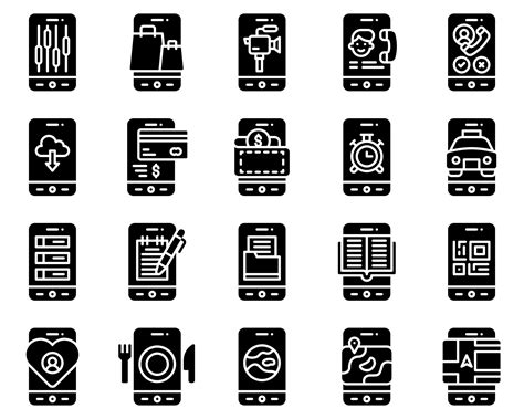 Mobile Application Vector Icon Set Solid Stye 1933071 Vector Art At