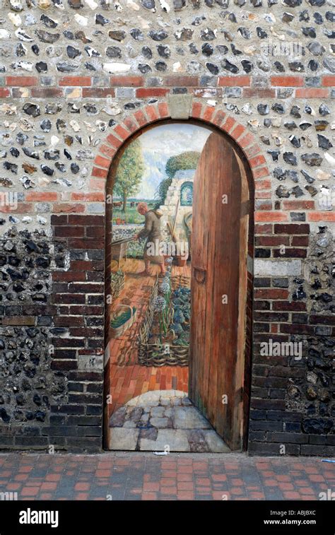 Trompe Loeil Painted On A Wall In Lewes East Sussex Depicts View Of A
