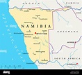 Namibia Landkarte mit Hauptstadt Windhoek, nationale Grenzen und die ...