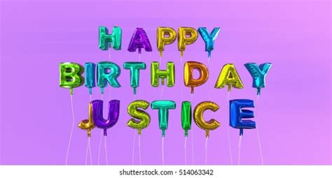 Happy Birthday Justice Card Balloon Text Stock Illustration 514063342