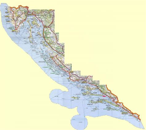 Map Of Croatia Coast Map Of Croatian Coast And Islands Southern