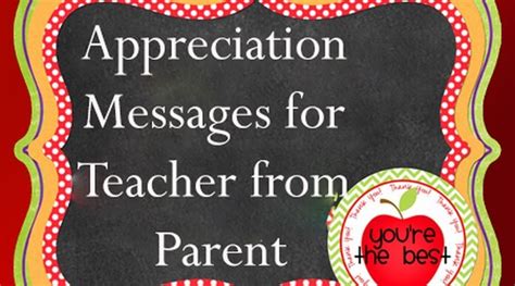 Appreciation Messages For Teacher From Parent