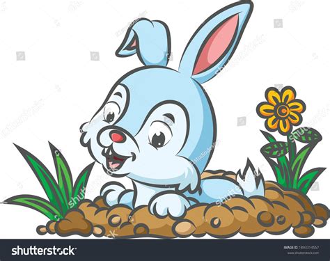 Rabbit Digging Ground Make Hole Garden Stock Vector Royalty Free