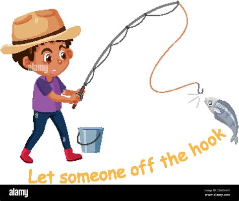 English Idiom With Picture Description For Let Someone Off The Hook On