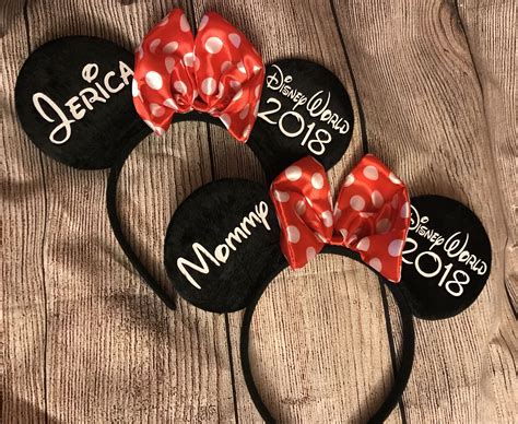 Mickey Mouse Or Minnie Mouse Ears Customized Personalized Name Etsy