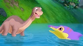 Pie Pequeño conoce a Mo, el dinosaurio acuático | En Busca Del Valle ...