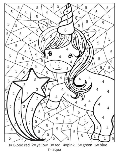 Premium Vector Unicorn Color By Number Coloring Page