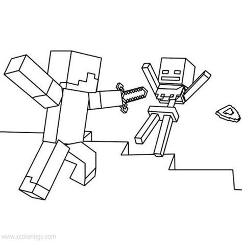 Minecraft Coloring Pages Steve With A Sword
