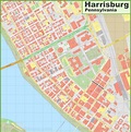 Harrisburg downtown map - Ontheworldmap.com
