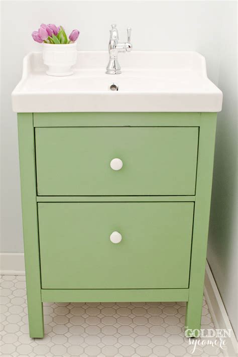 Make the most of your storage space and create an organised and functional room … Green IKEA Custom Bathroom Vanity - The Golden Sycamore