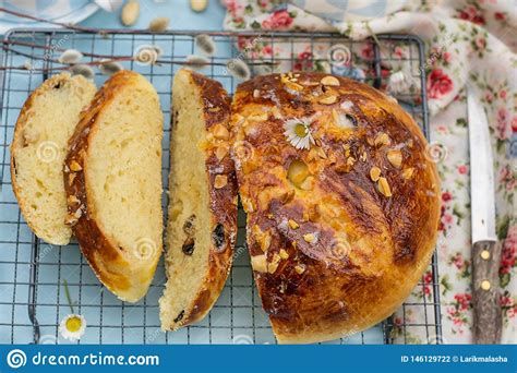 It is decorated with three hard boiled and colored . German Sweet Easter Bread Osterbrot With Almonds And ...