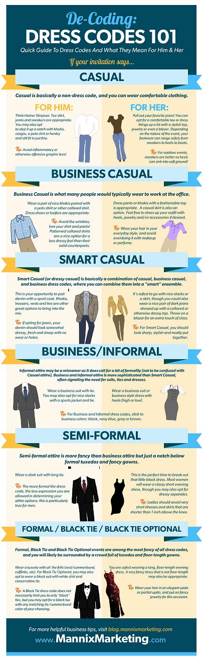 Dress Codes And What They Mean Infographic — Info You Should Know