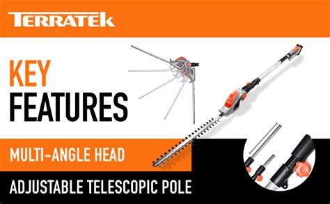 Terratek Long Reach Cordless Electric Hedge Trimmer 18v20v Max