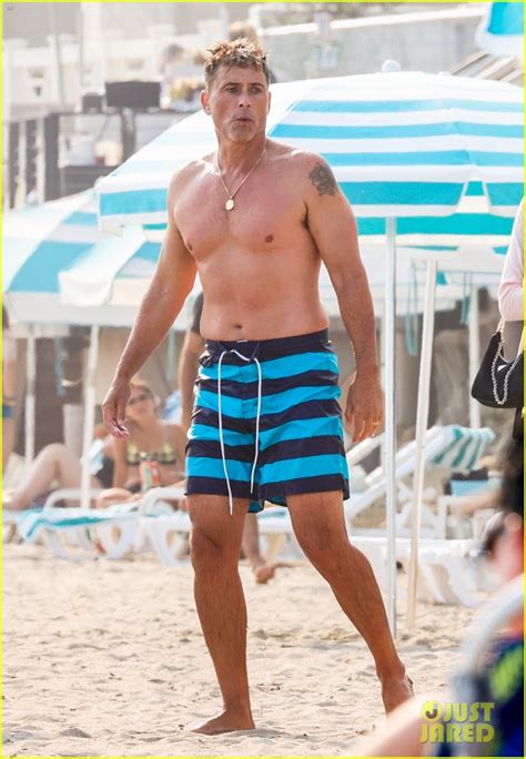 full sized photo of rob lowe shows of fit shirtless figure beach 11 photo 4477348 just jared