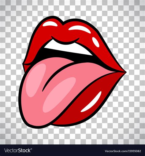 Glossy Red Woman Lips With Tongue Royalty Free Vector Image