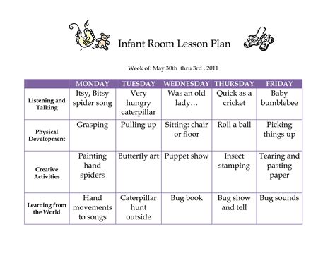 June 2011 Infant Curriculum Westlake Childcare Lesson Plans For