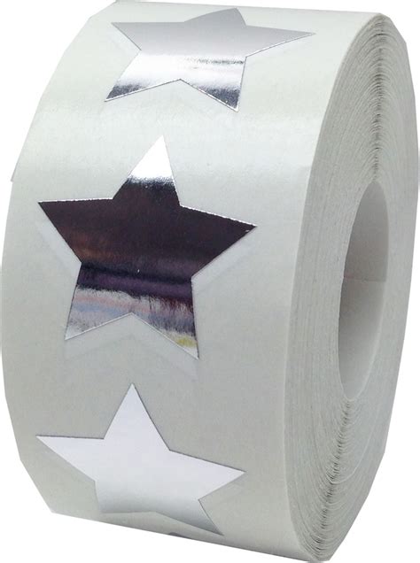 Silver Star Stickers 1 Inch