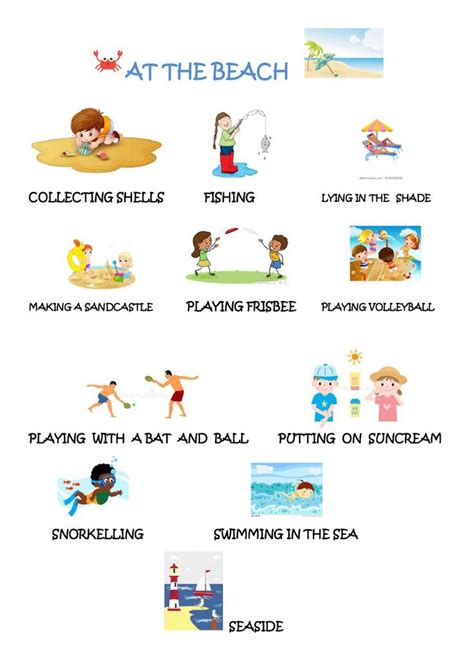 At The Beach Interactive Worksheet Teach English To Kids Summer