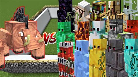 Mutant Hoglin Vs Extra Golems Minecraft Mob Battle Youtube