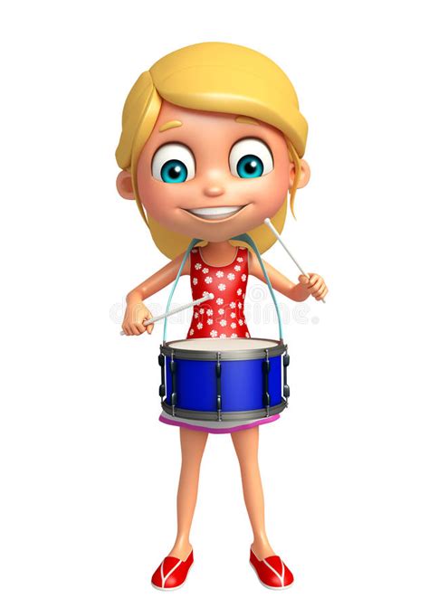 Kid Girl With Drum Stock Illustration Illustration Of Happiness 77519843