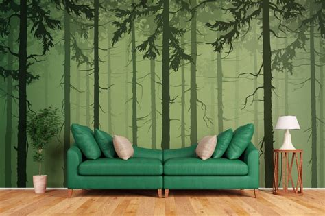 Green Forest Wallpaper Self Adhesive Wallpaper Removable Etsy