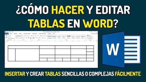 Hacer TABLAS en WORD Cómo Insertar y Editar una Tabla o Cuadros