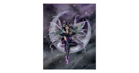 Lavender Moon Fairy On Crescent Moon Fantasy Art Poster Zazzle