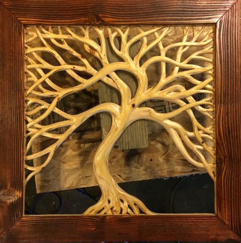 2x2 Carved Tree Of Life Wood Carving Art Tree Of Life Art Tree