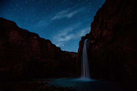 Havasu Falls At Night Havasupai Indian Reservation Arizona Oc
