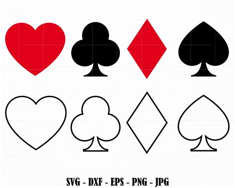 Playing Cards Svg Playing Cards Suits Svg Spades Clubs Etsy Hearts