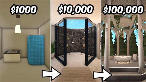 Building A Bathroom In Bloxburg With 1k 10k And 100k Youtube