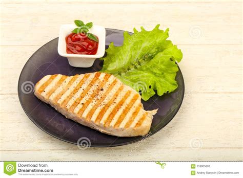 Made out of oil, lemon juice. Grilled turkey steak stock image. Image of salad, roasted - 118905691