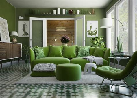 养眼的绿色系客厅设计。
