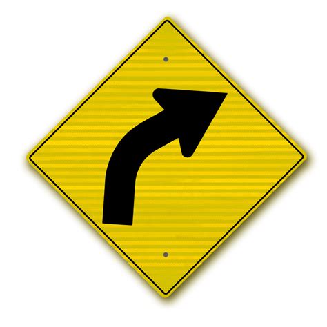 Diamond Road Curves Right Symbol Sign