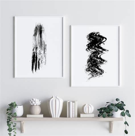 Black And White Wall Art Prints Black Abstract Art Black And Etsy