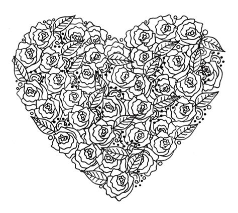 Download and print these roses and hearts coloring pages for free. Rose Garden Heart Adult Coloring Page | FaveCrafts.com