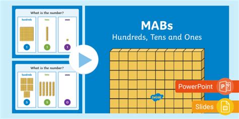 25 Ones And Base Ten Place Value Mat Numbers Mab Blocks 10 Hundreds 10