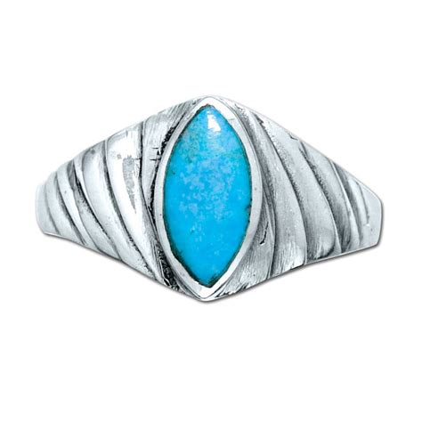 NWR Sterling Silver Ring With Genuine Turquoise