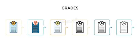 Grades Vector Icon In 6 Different Modern Styles Black Two Colored
