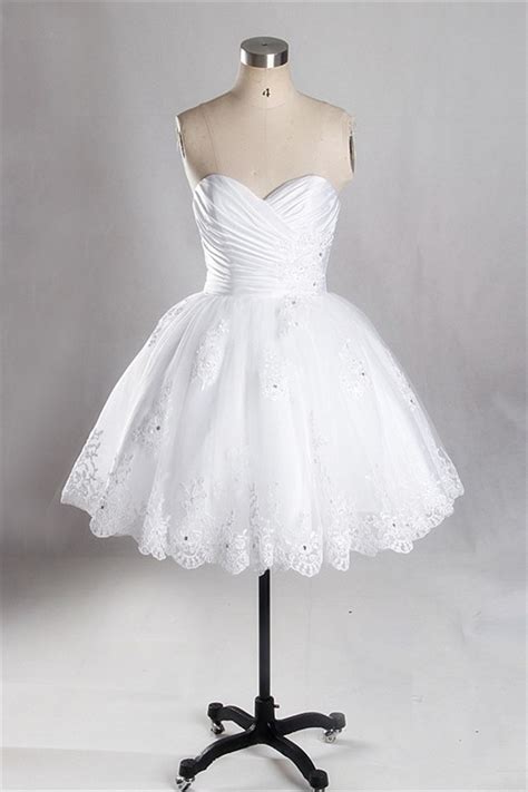 Ball Gown Sweetheart Ruched Satin Tulle Lace Beaded Short Wedding Dress