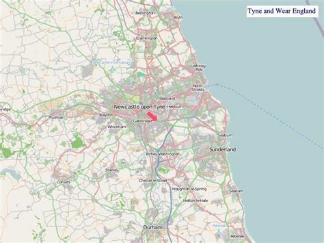 A Map Of Tyne And Wear England Tyne And Wear Uk Map