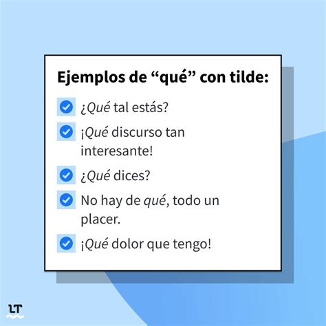 Qué Con Tilde O Que Sin Tilde Ejemplos