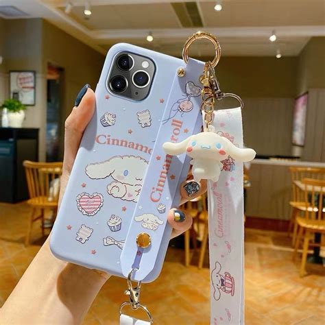 Sanrio Cinnamoroll Kawaii Cute Phone Case With Chainandlanyard Etsy