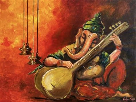 Lord Ganesha Playing The Veena Vandana Mehta Art