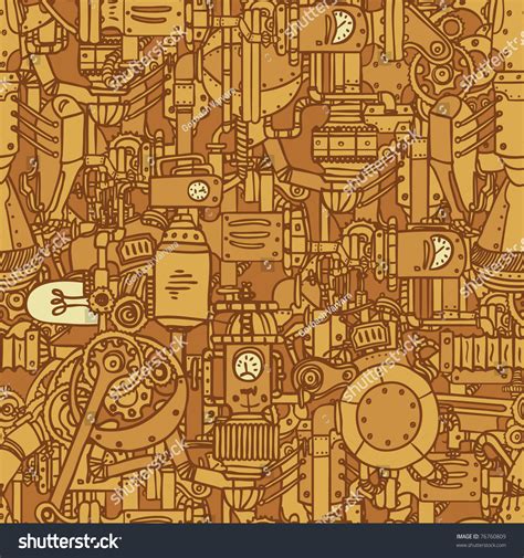Steampunk Seamless Vector Pattern Stock Vector Royalty Free 76760809