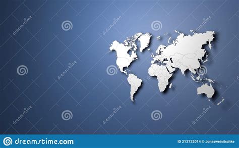 White World Map On Blue Background Stock Illustration Illustration Of