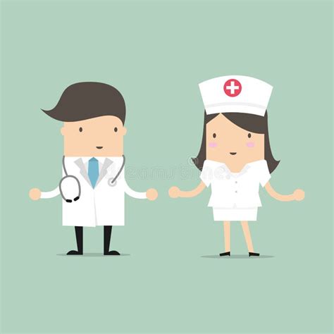 Doctor And Nurse Cartoon Character Vector Stock Vector Illustration
