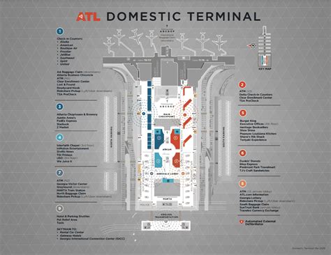 Atlanta Airport Terminal Map Delta Atlanta Map Karten Atlanta