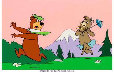 Cindy Bear Chasing Yogi Bear Limited Edition Cel Hanna Barbera Lot