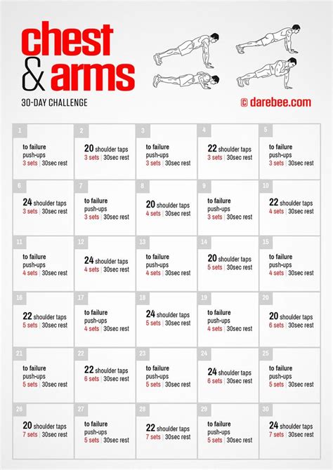 Chest And Arms Challenge 30 Day Workout Challenge Workout Challenge 30